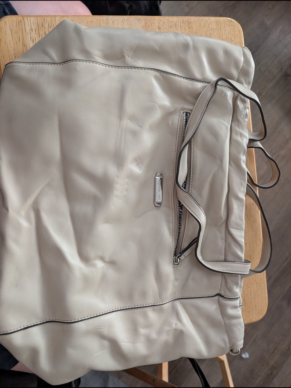 Light Beige Tote Bag with Silver Plate